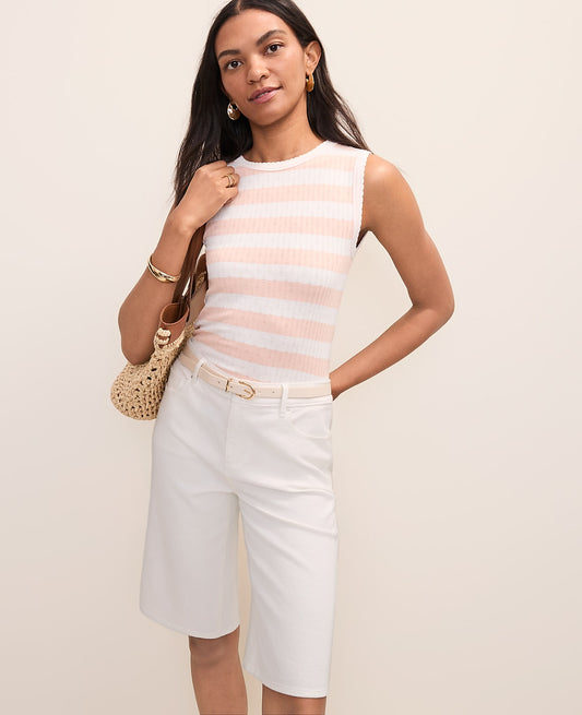 Petite Weekend Striped Pointelle Tank | Ann Taylor