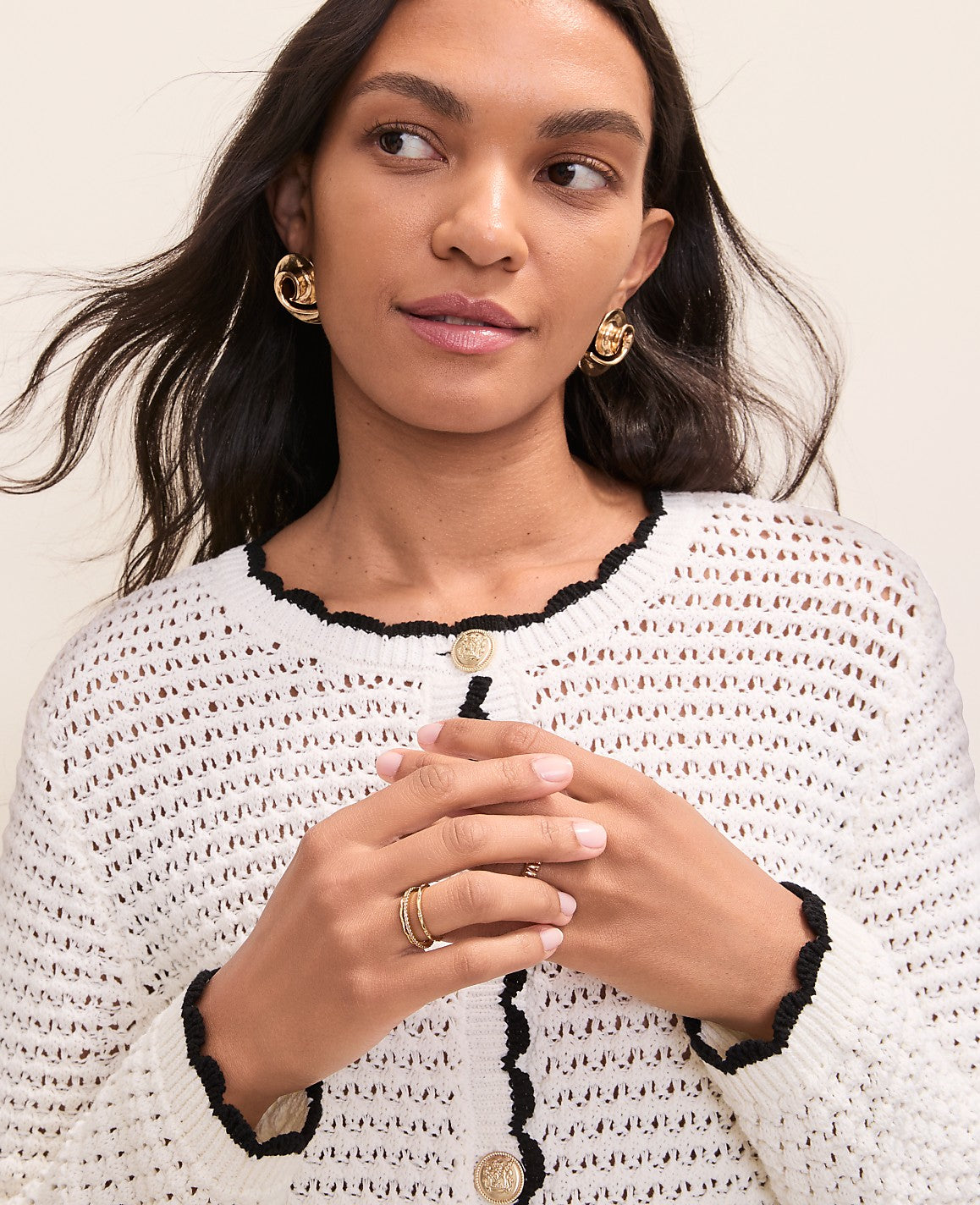 Petite Scalloped Trim Cardigan | Ann Taylor
