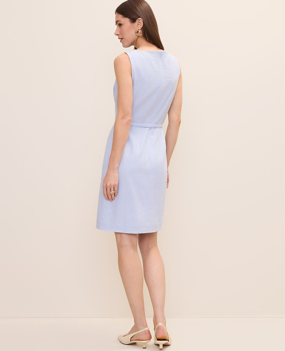 The Petite Belted Shift Dress in Linen Blend | Ann Taylor