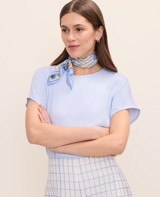 Petite Mixed Media Crew Neck Tee | Ann Taylor