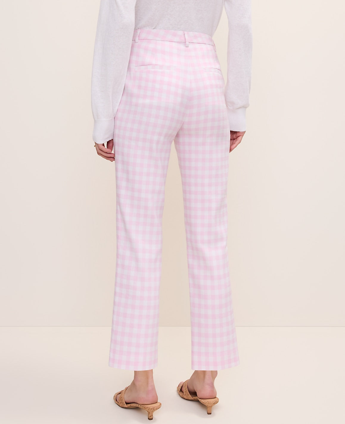 The Tall Slim Crop Pant in Gingham Linen Blend | Ann Taylor