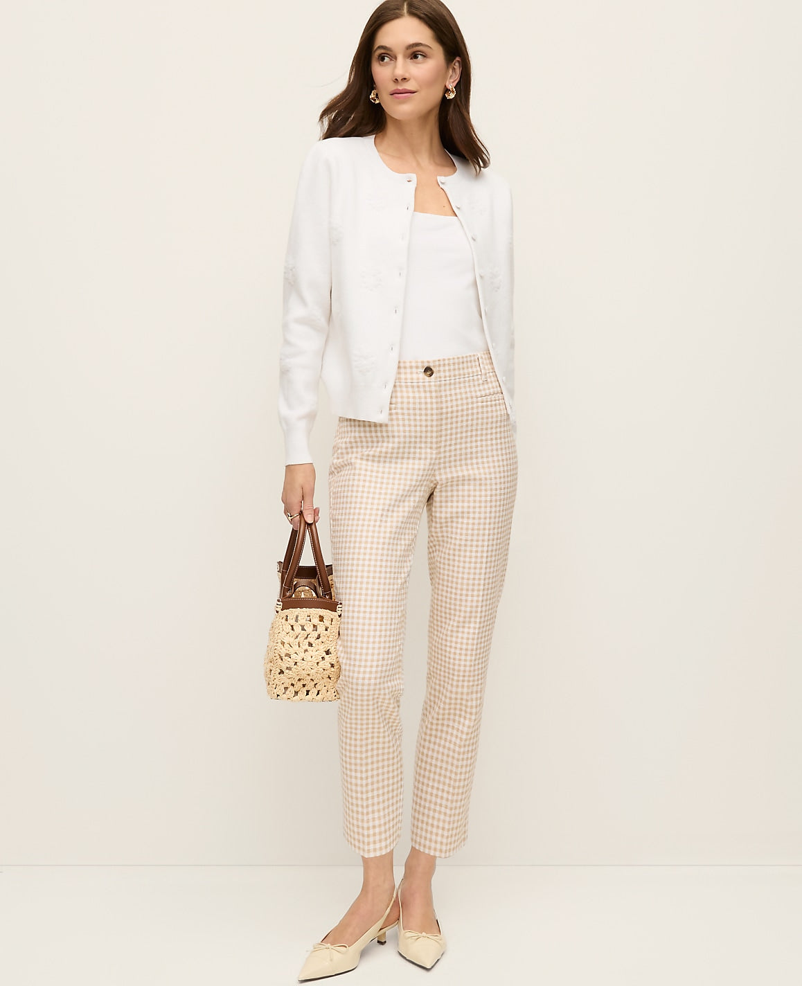 The Tall Cotton Crop Pant in Gingham | Ann Taylor