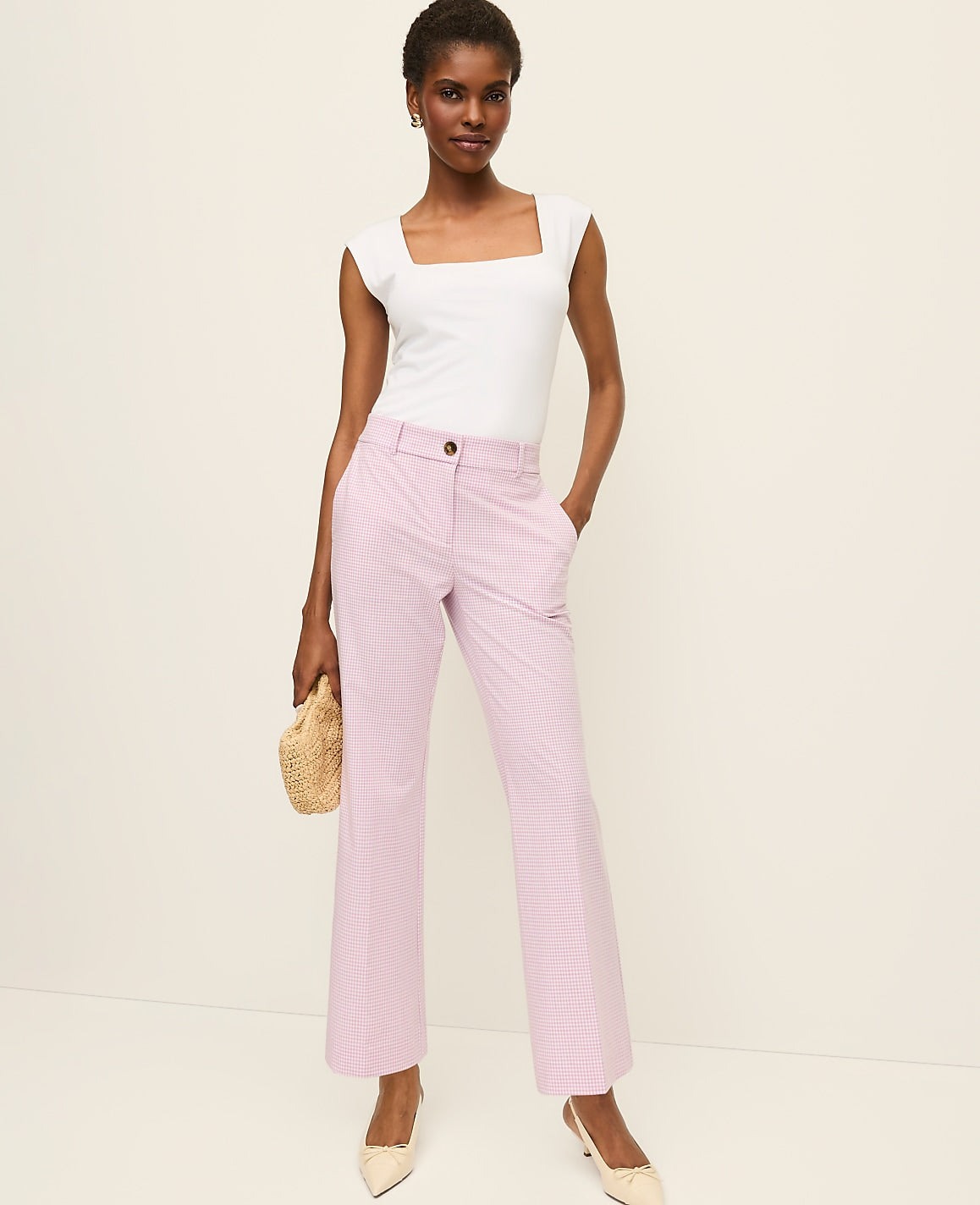 The Tall Relaxed Jayne Trouser in Gingham | Ann Taylor