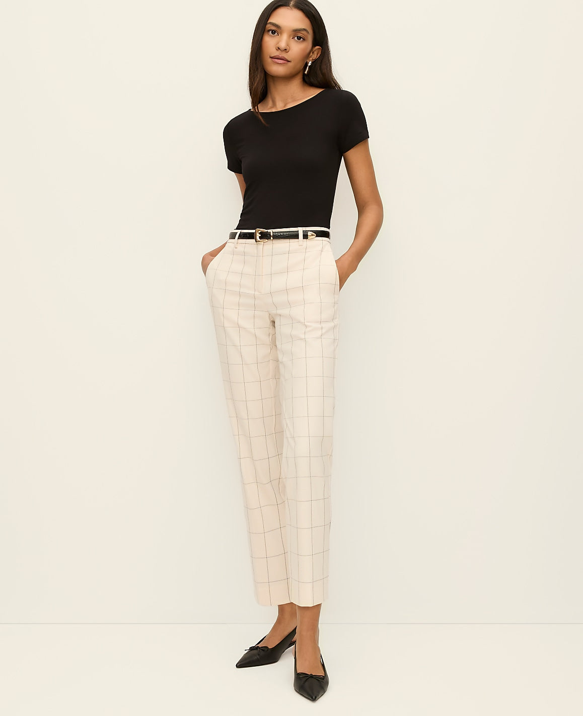 The Tall Eva Ankle Pant in Windowpane | Ann Taylor