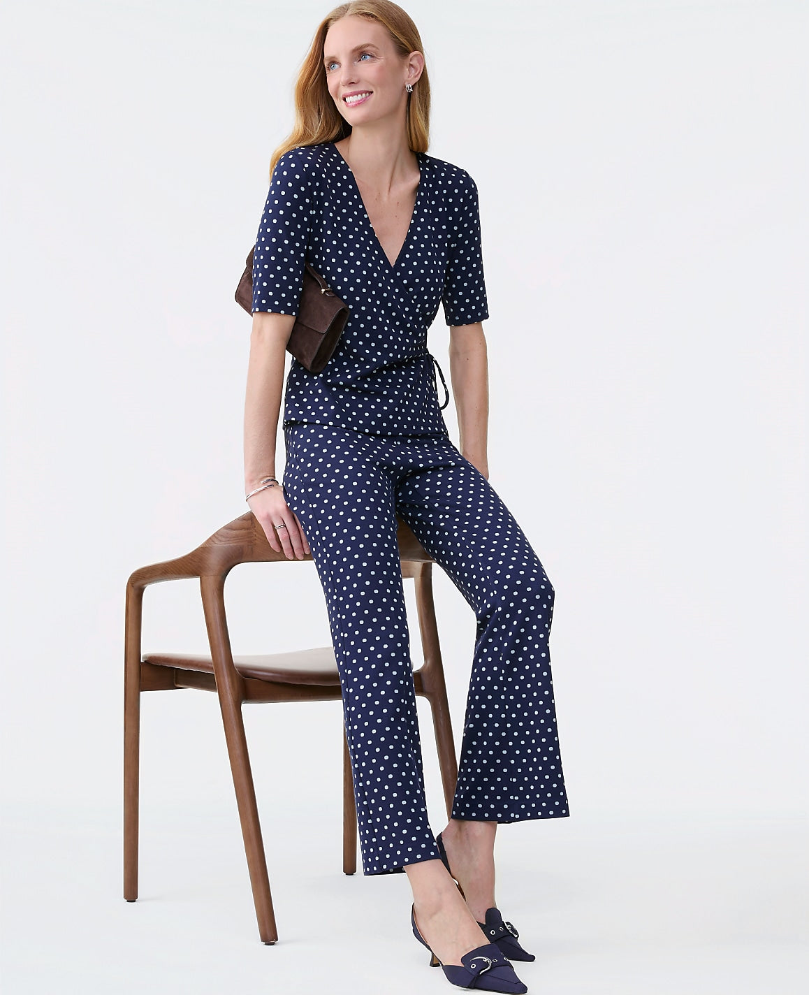 The Tall Dotted Knit Ankle Pant | Ann Taylor