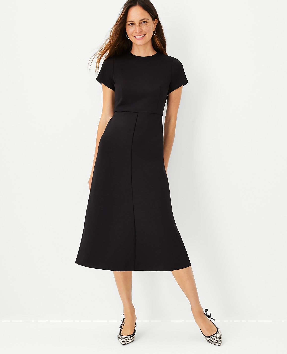 The Tall Midi Flare Dress in Double Knit | Ann Taylor