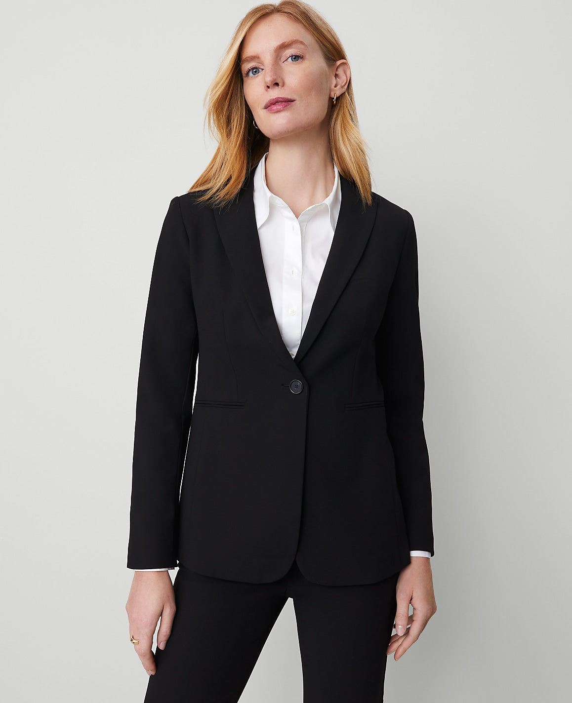 The Tall Long Single Button Blazer in Bi-Stretch | Ann Taylor