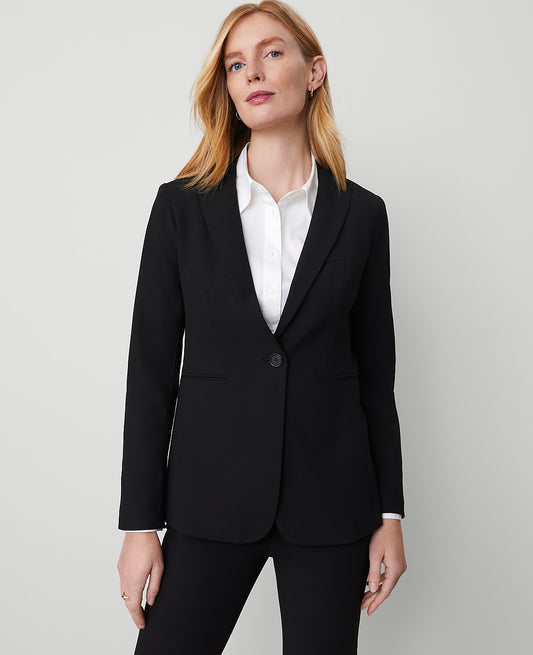 The Tall Long Single Button Blazer in Bi-Stretch | Ann Taylor