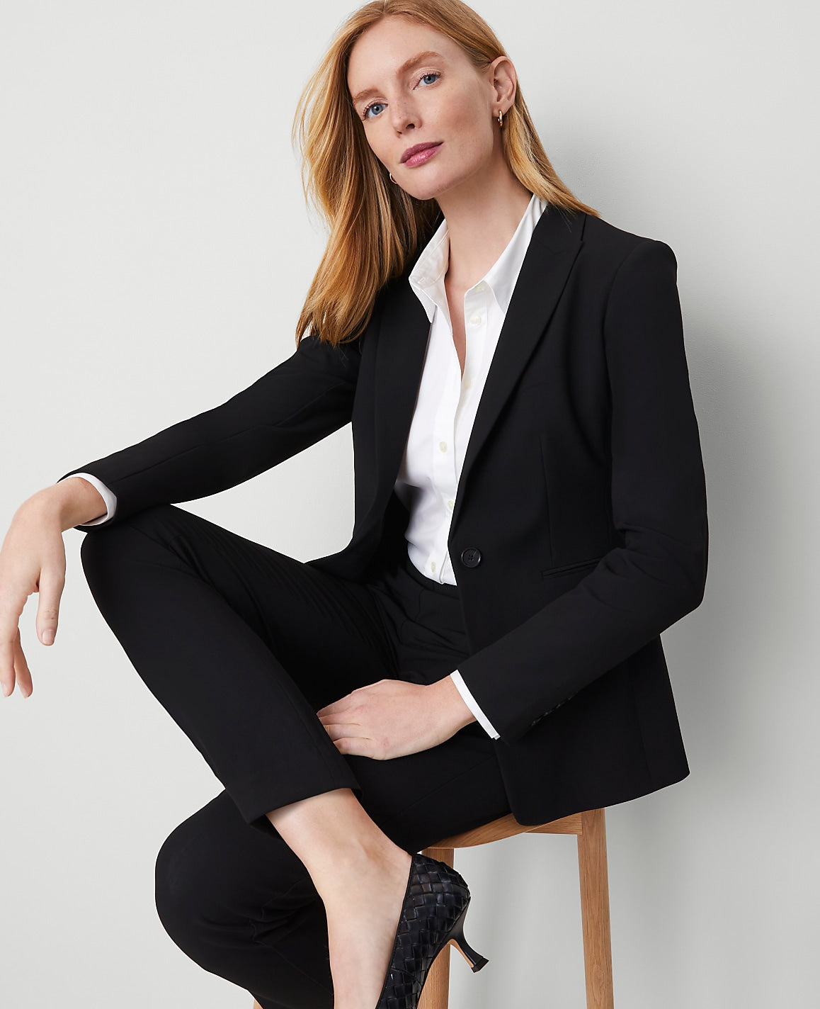 The Tall Long Single Button Blazer in Bi-Stretch | Ann Taylor
