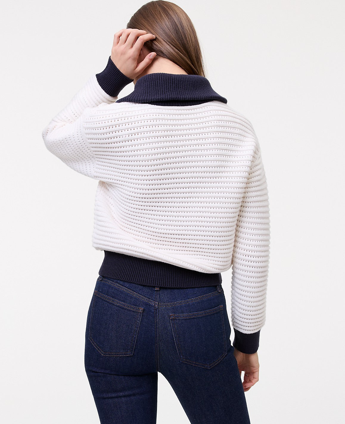 Weekend Striped Half-Zip Sweater | Ann Taylor