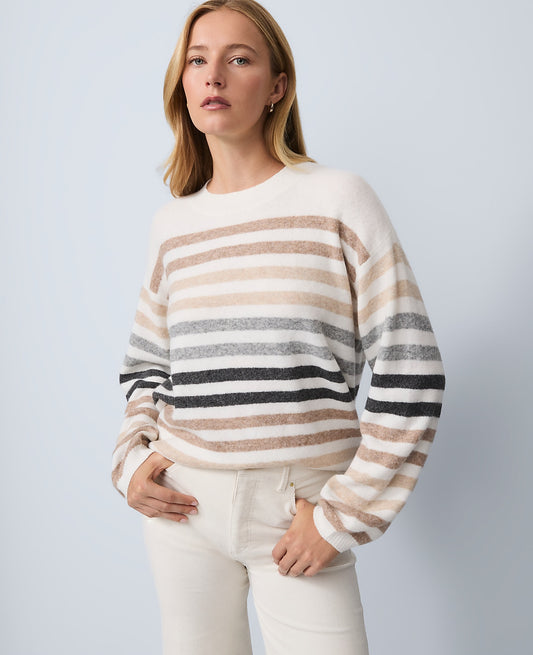 Weekend Striped Raglan Sweater | Ann Taylor