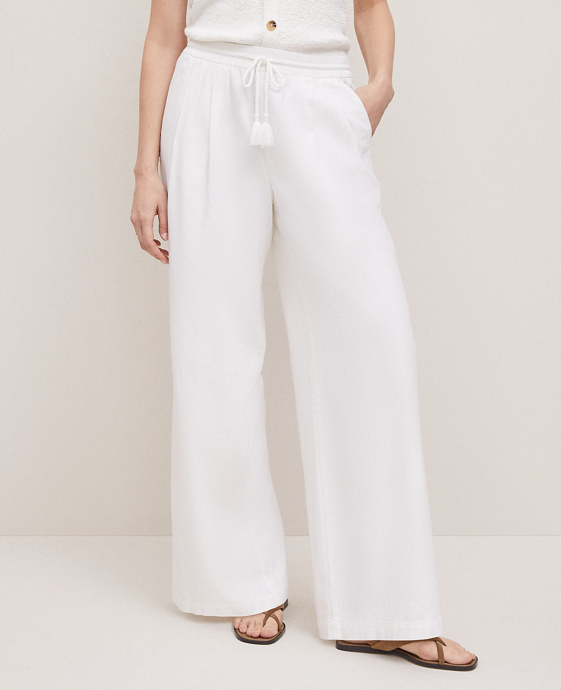 Weekend Easy Fit Wide-Leg Pant in Linen Blend | Ann Taylor