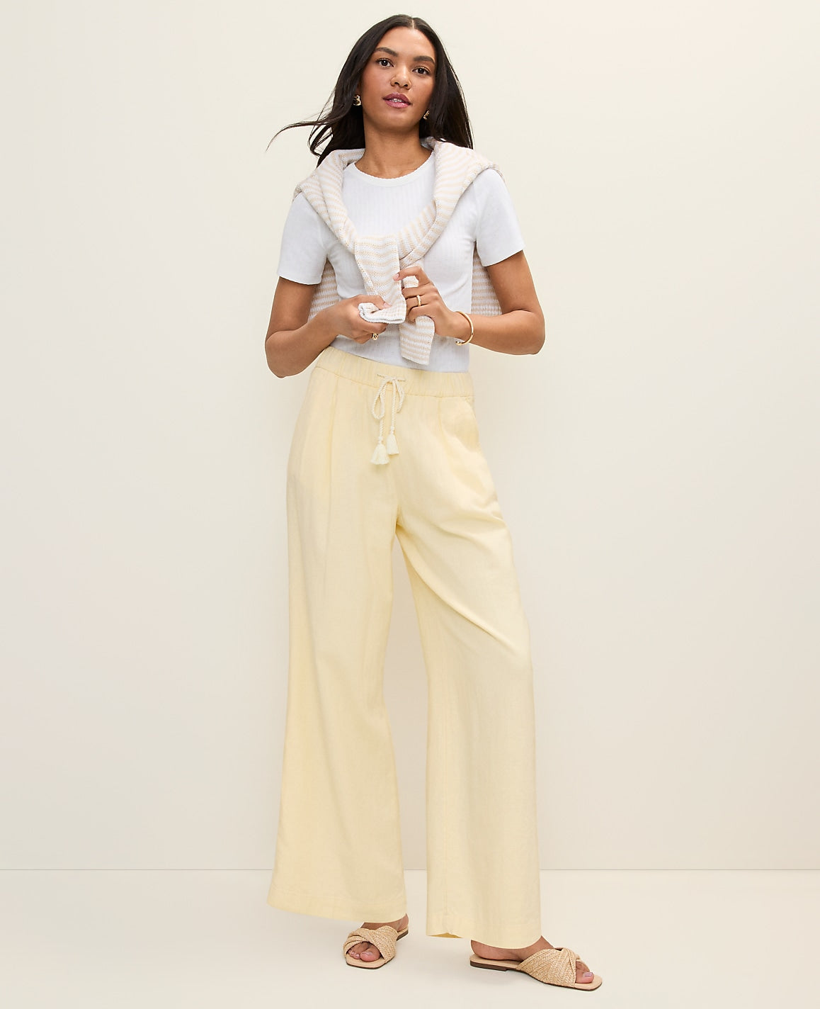 Weekend Easy Fit Wide-Leg Pant in Linen Blend | Ann Taylor