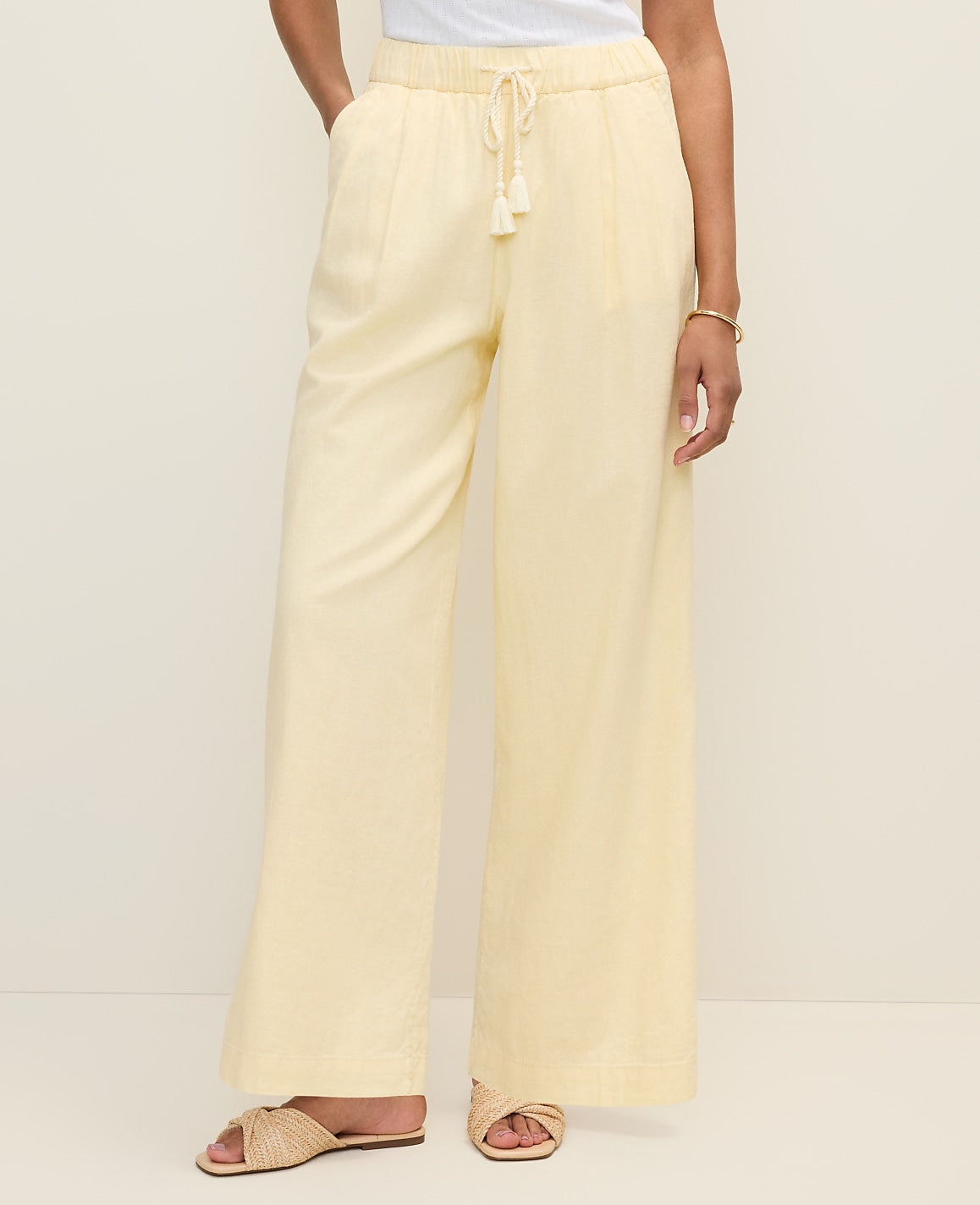 Weekend Easy Fit Wide-Leg Pant in Linen Blend | Ann Taylor