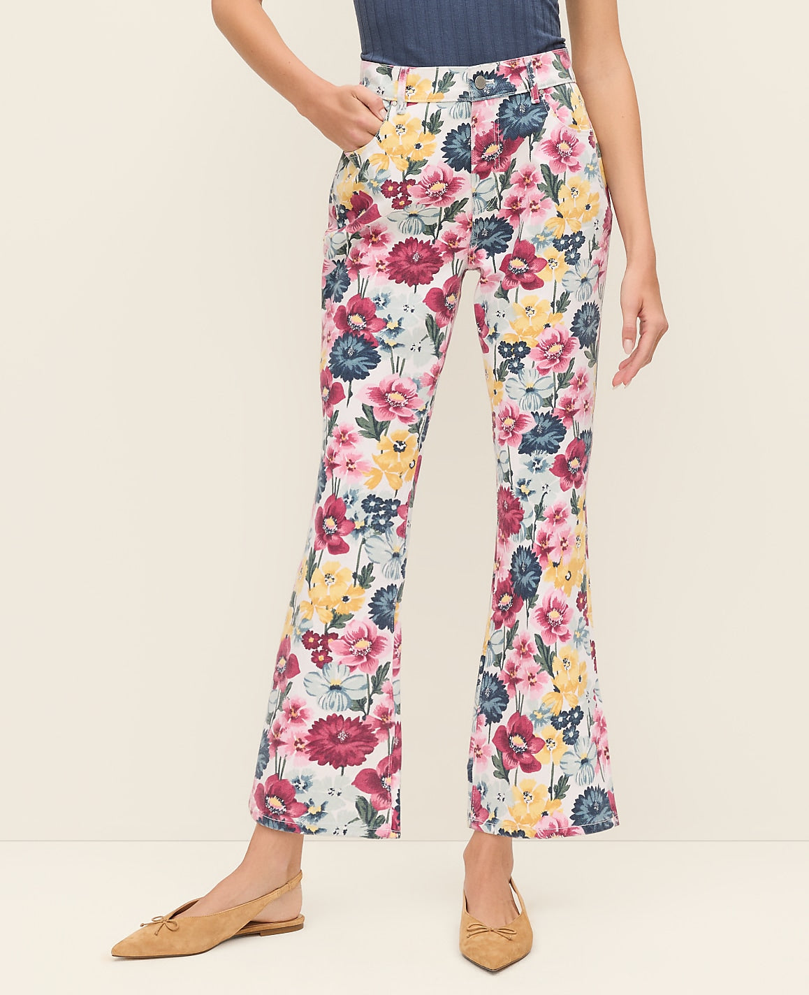 The Weekend Floral Cropped Boot Jean | Ann Taylor