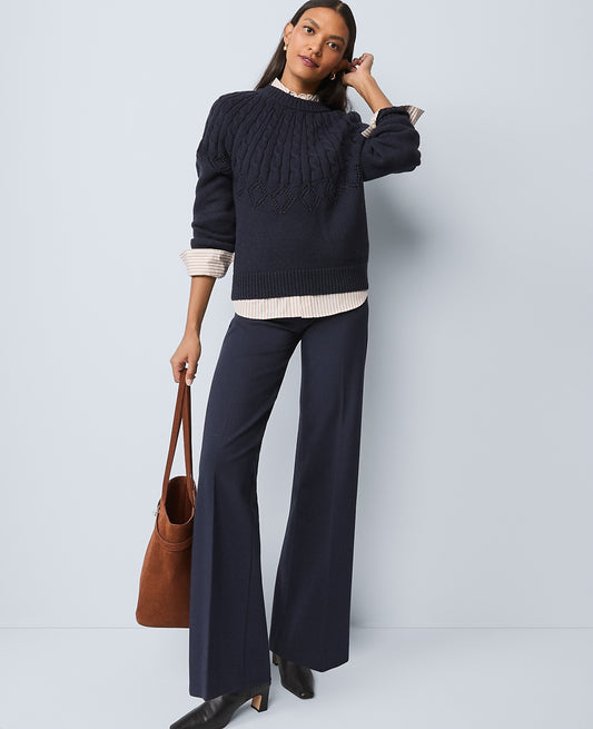 Weekend Easy Perfect Wide-Leg Pant in Ponte | Ann Taylor