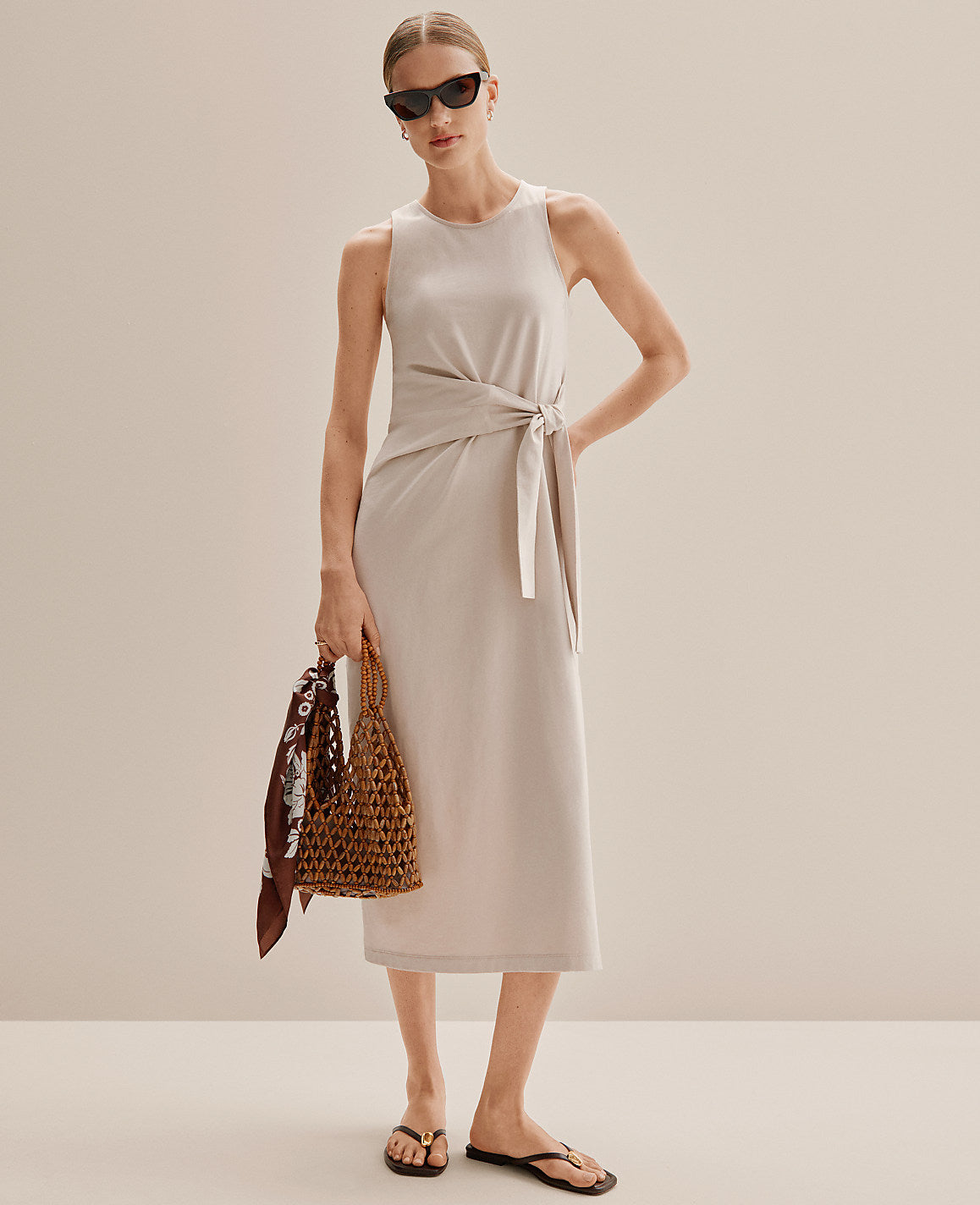 Weekend Tie Waist Midi Dress | Ann Taylor