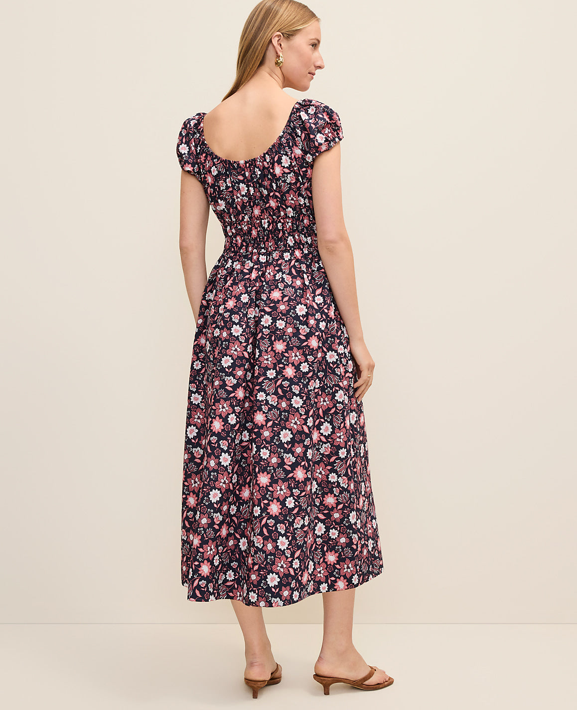 Weekend Floral Smocked Midi Dress | Ann Taylor