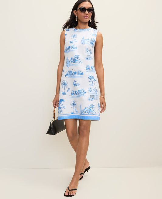 Weekend Toile Shift Dress in Linen Blend | Ann Taylor