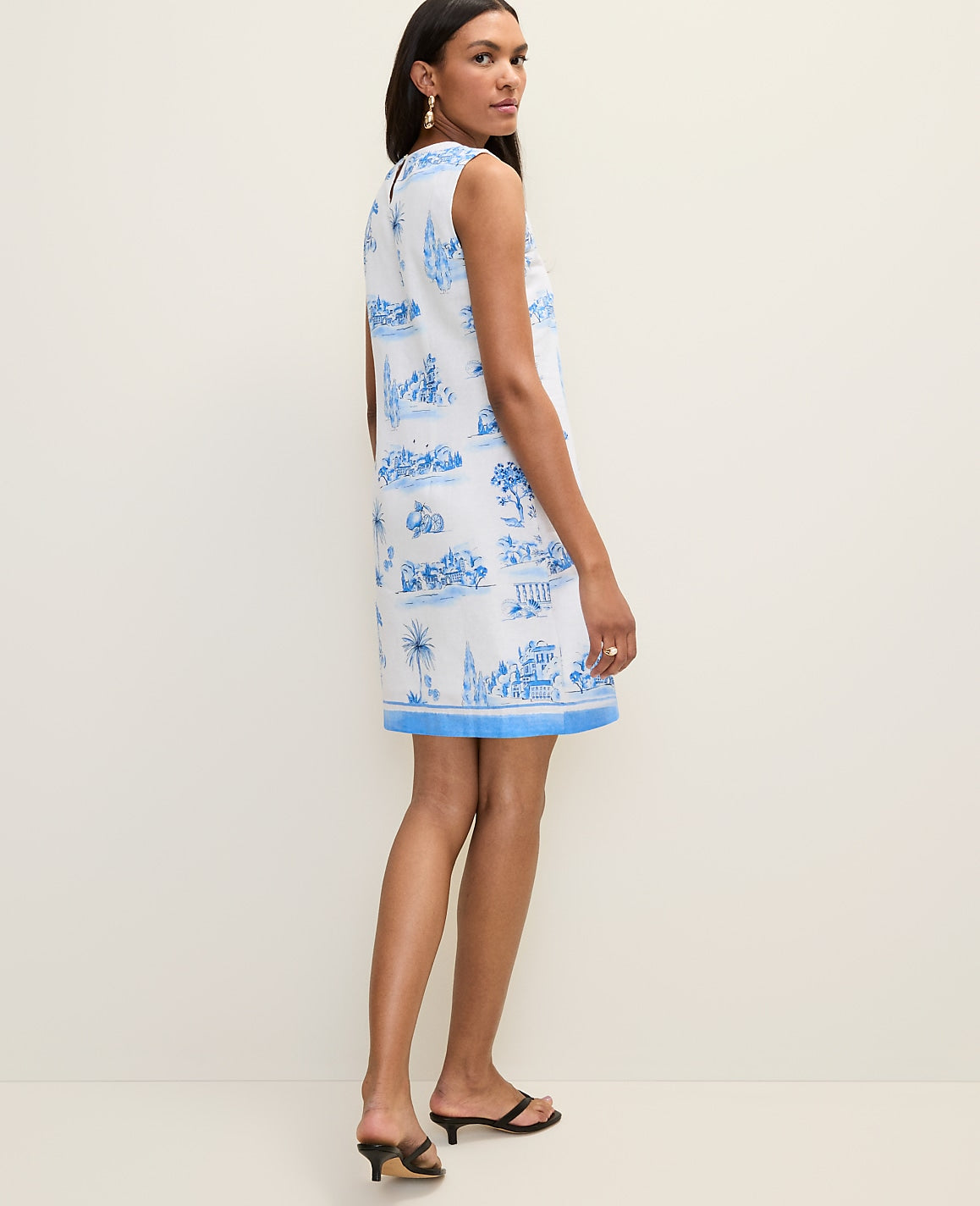 Weekend Toile Shift Dress in Linen Blend | Ann Taylor