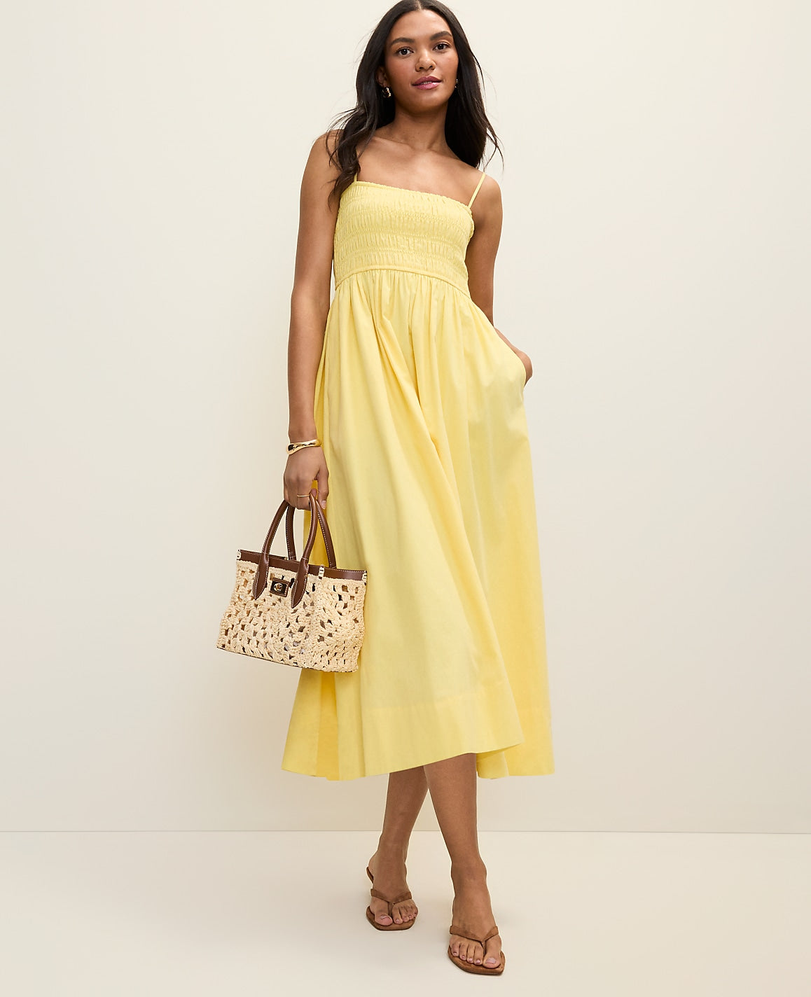 Weekend Smocked Midi Dress | Ann Taylor
