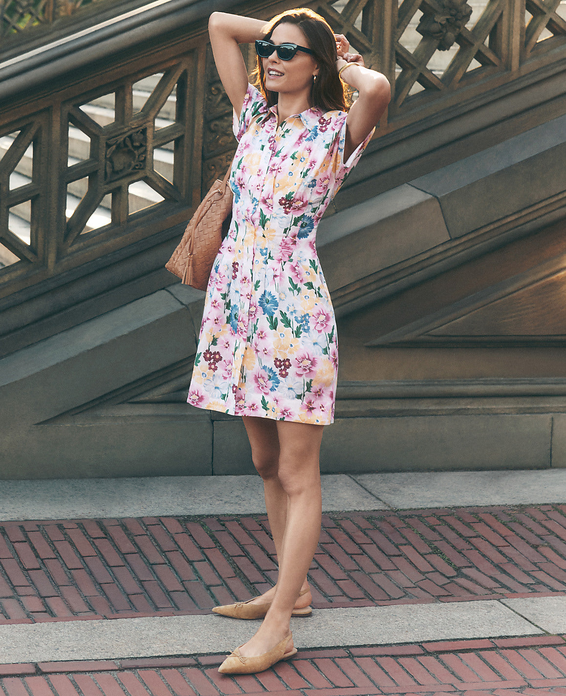 Weekend Floral Linen Blend Shirtdress | Ann Taylor