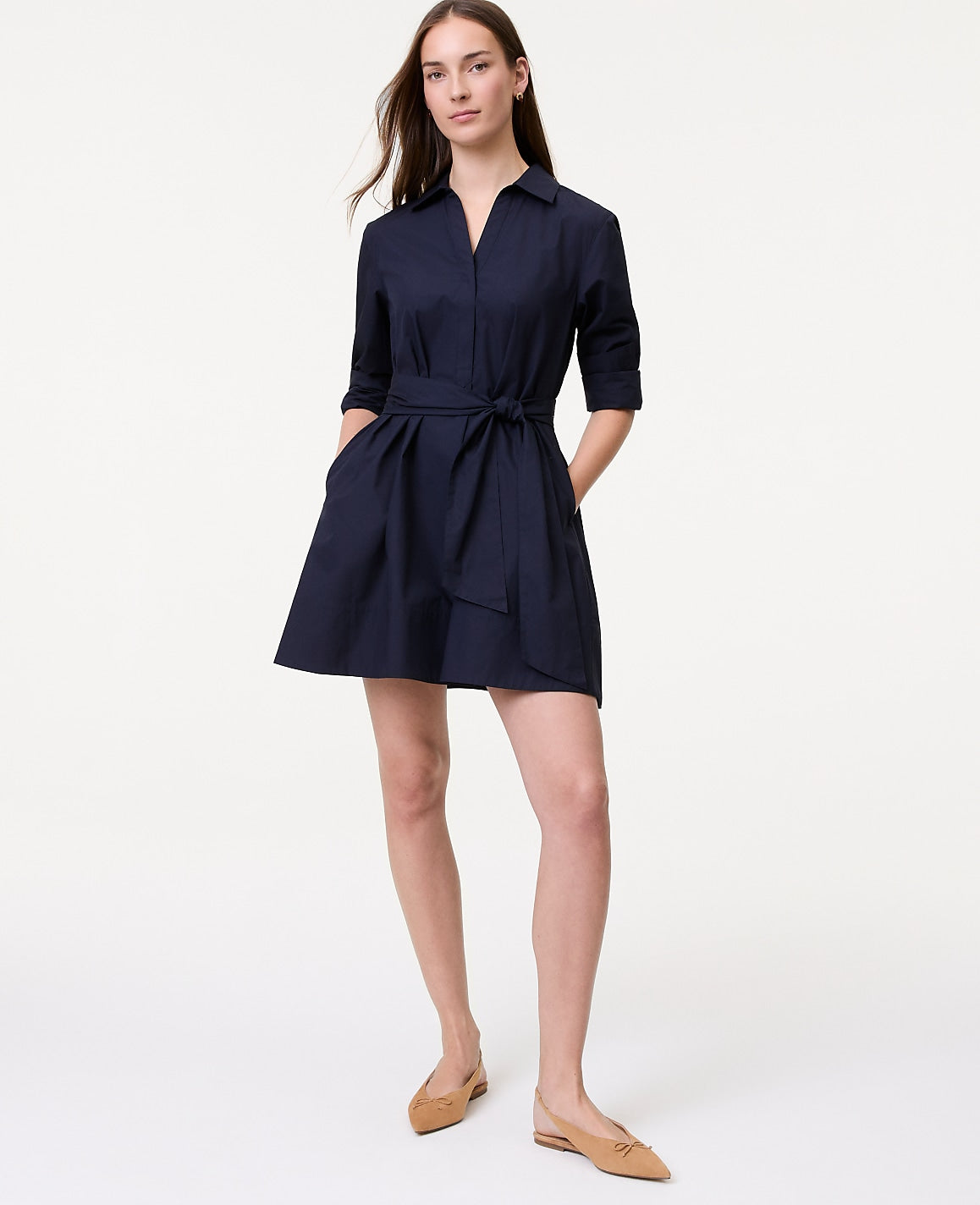 Weekend Belted Mini Shirtdress | Ann Taylor