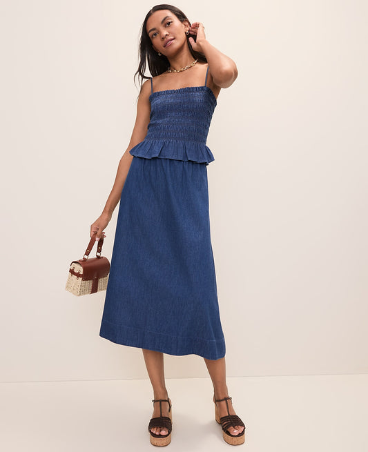Weekend Easy Fit Denim Midi Skirt | Ann Taylor