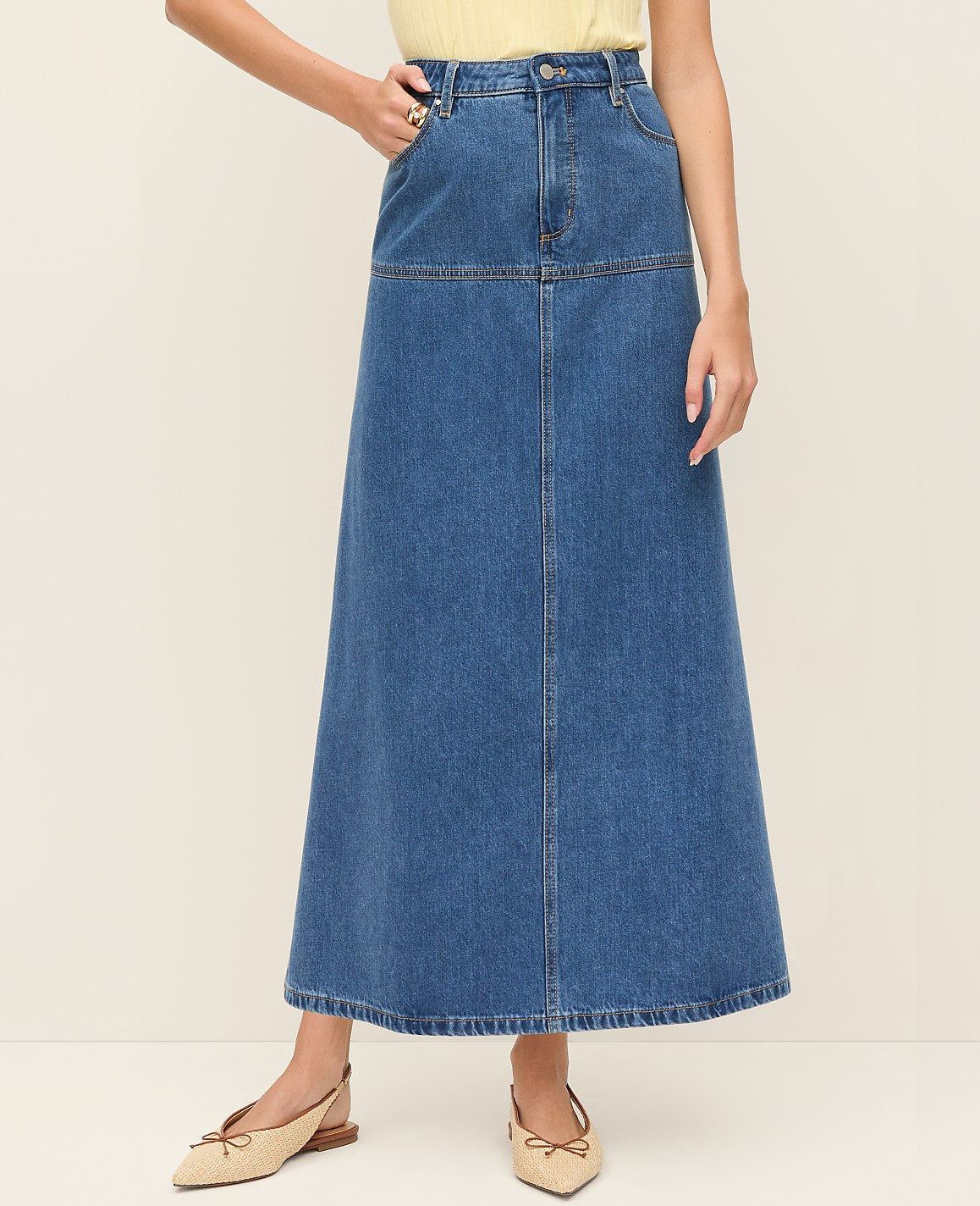 Weekend Denim Midi Skirt | Ann Taylor