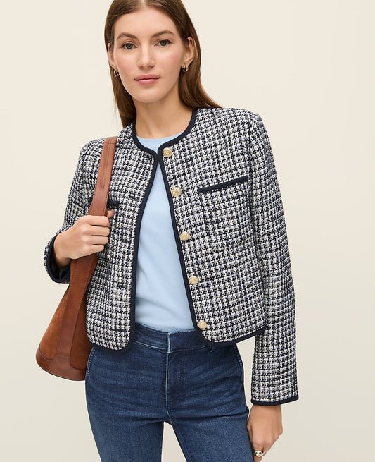 Weekend Tweed Crew Neck Jacket | Ann Taylor