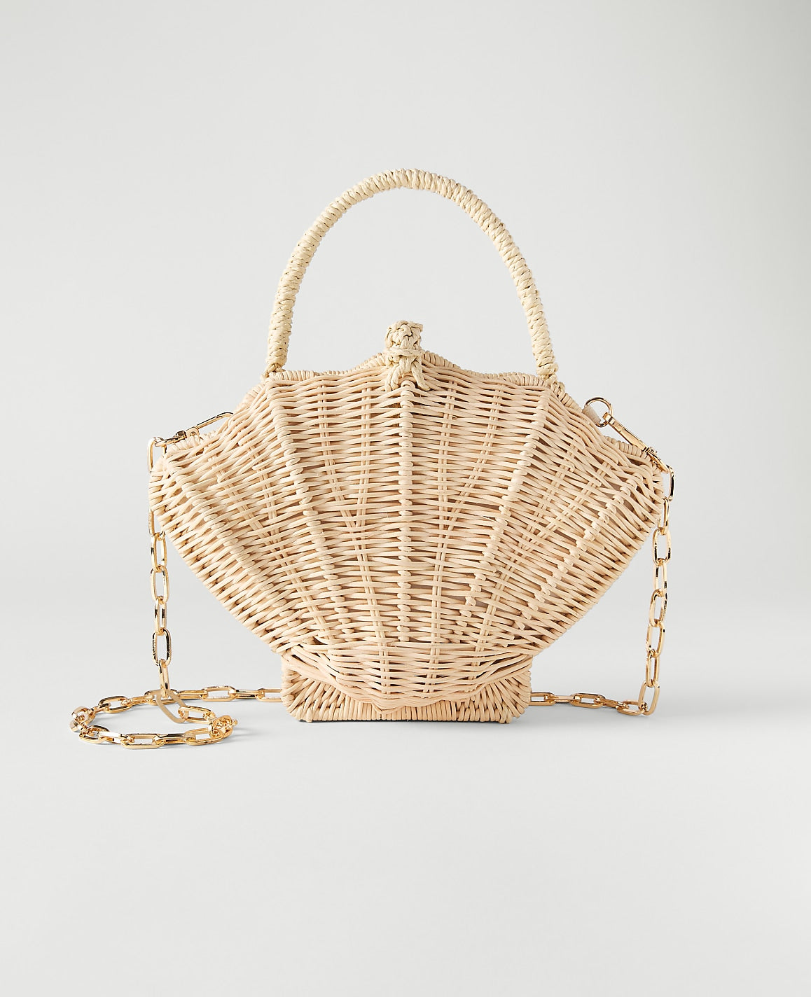 Weekend Rattan Shell Crossbody | Ann Taylor