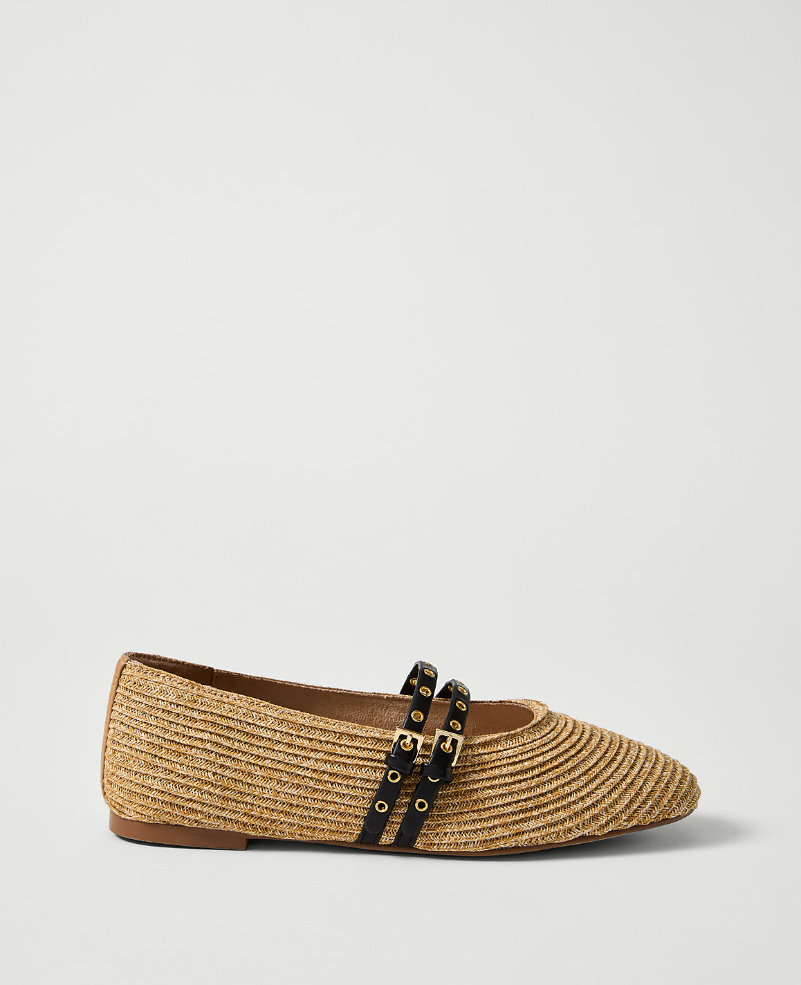 Weekend Studded Straw Mary Jane Flat | Ann Taylor