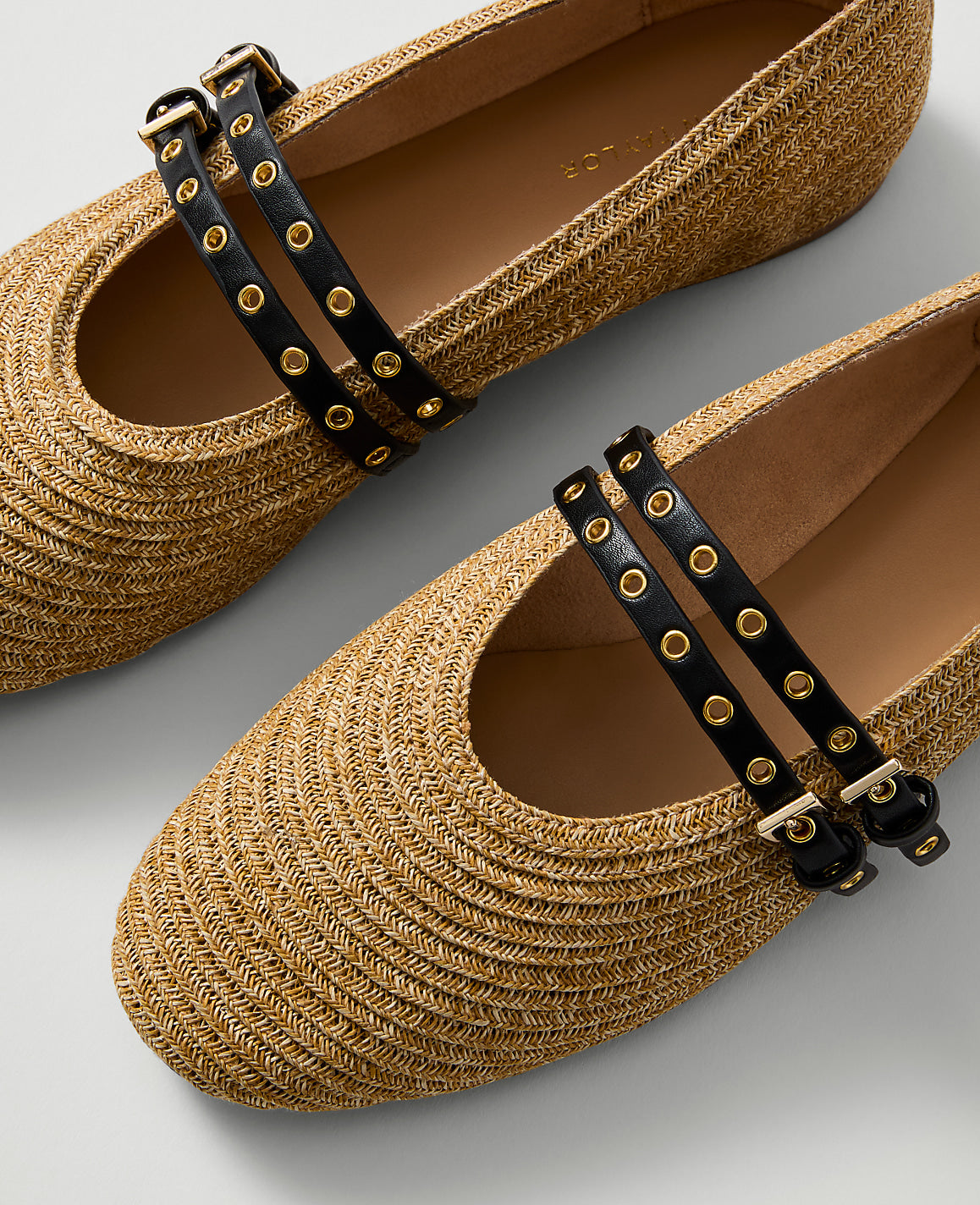 Weekend Studded Straw Mary Jane Flat | Ann Taylor