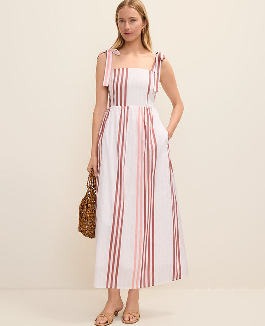 Petite Weekend Striped Tie Strap Midi Dress | Ann Taylor