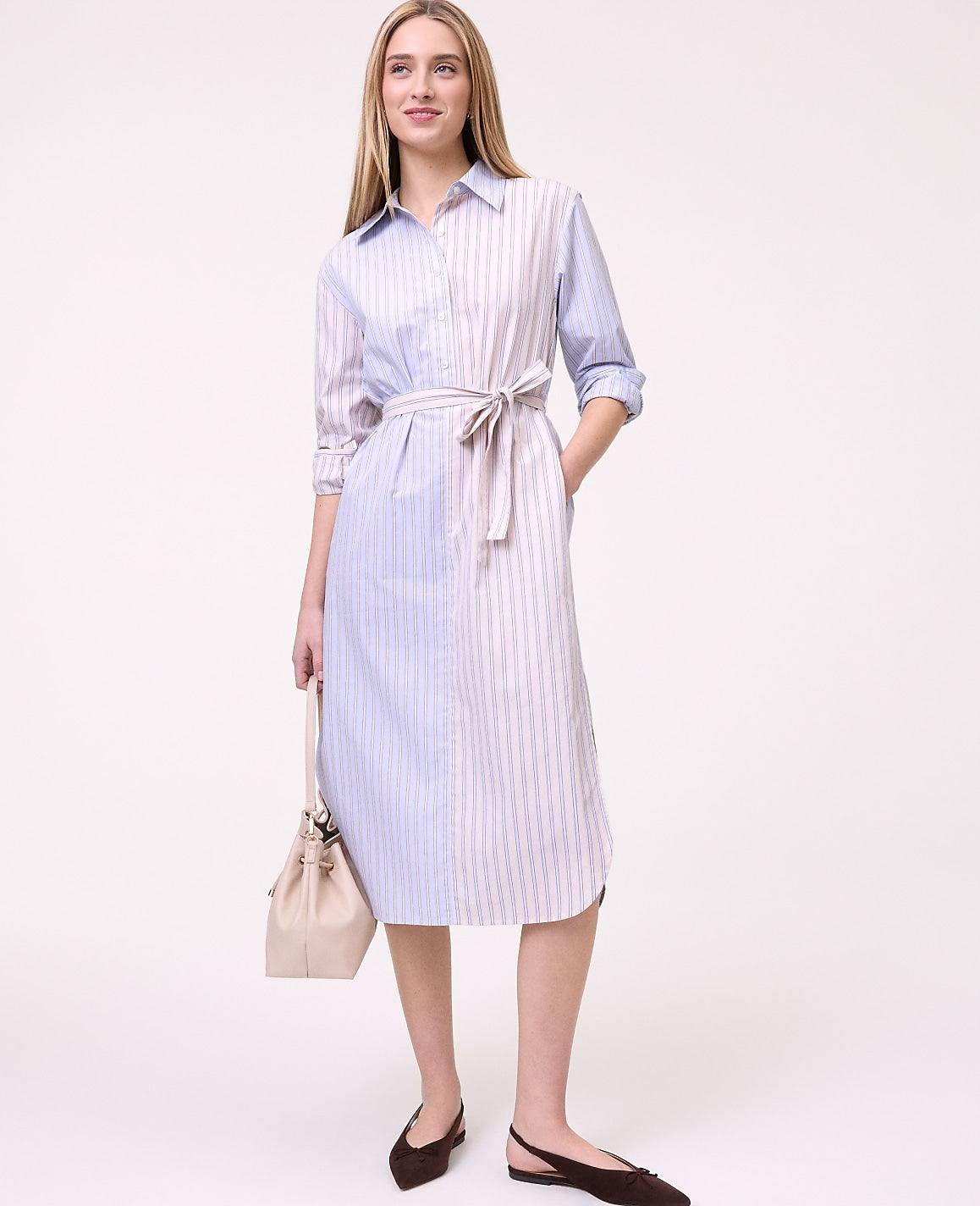 Petite Weekend Striped Midi Shirtdress | Ann Taylor