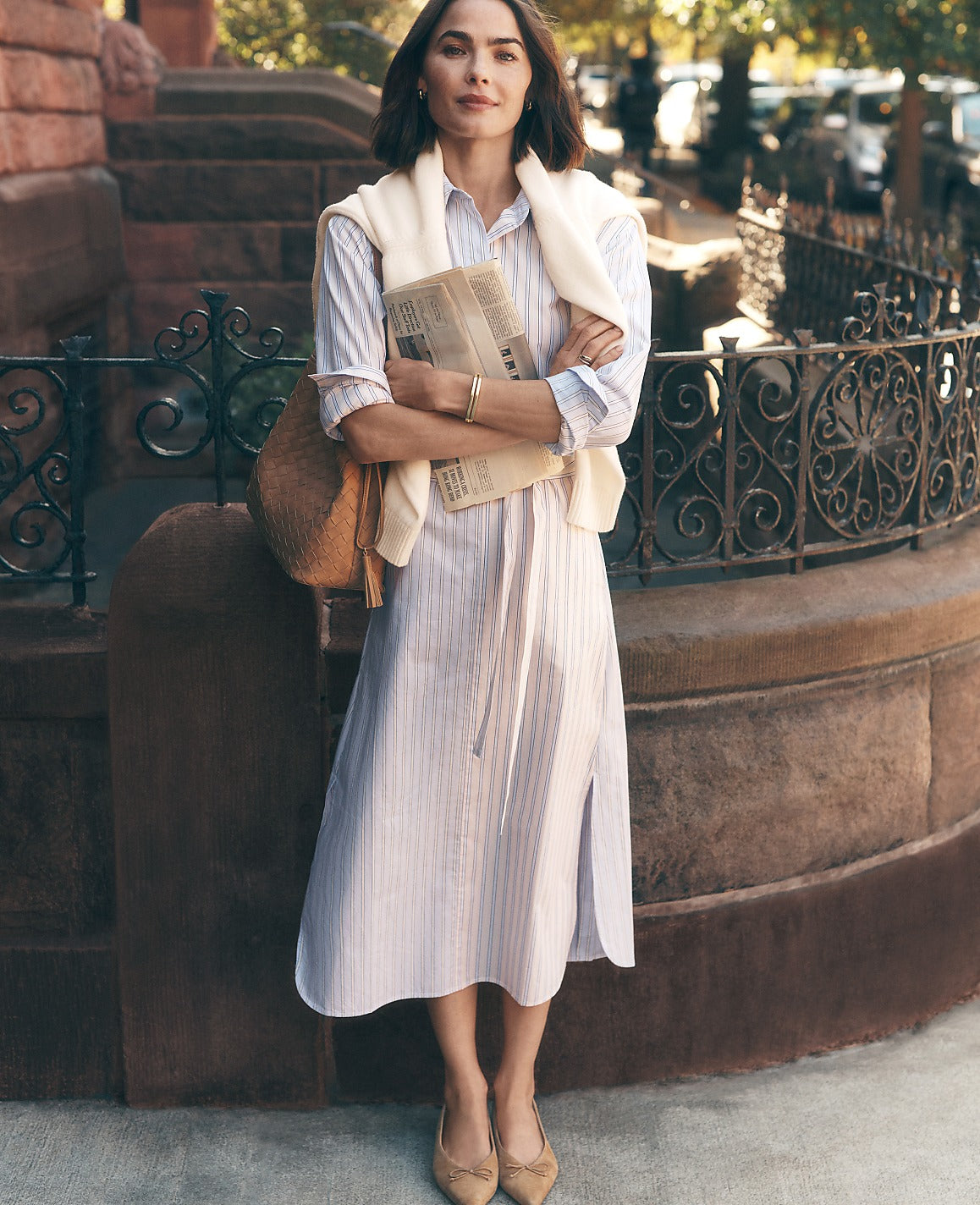 Petite Weekend Striped Midi Shirtdress | Ann Taylor