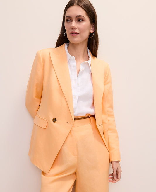 The Petite Cutaway Blazer in Linen Blend | Ann Taylor