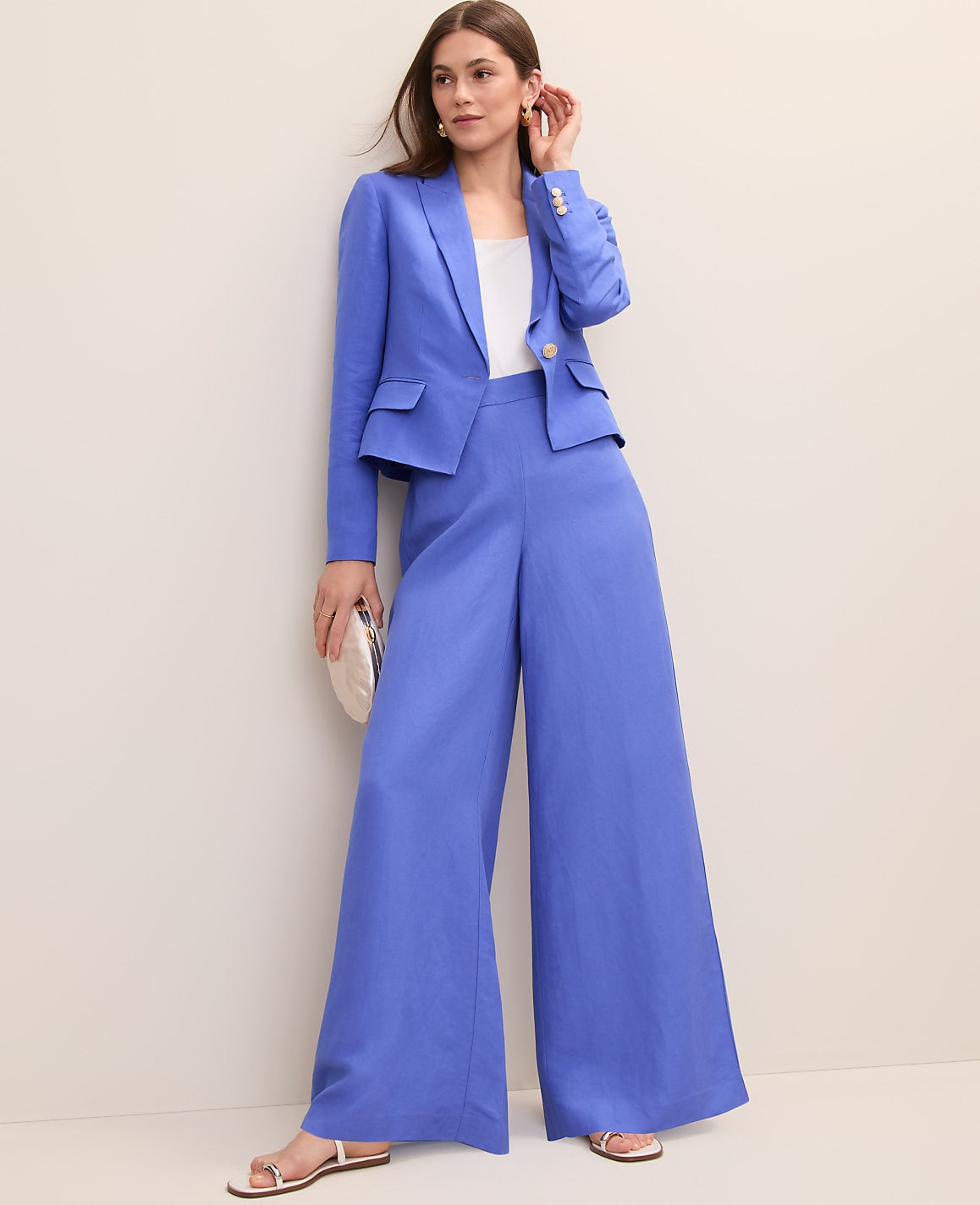 The Petite Statement Palazzo Pant in Linen Blend | Ann Taylor