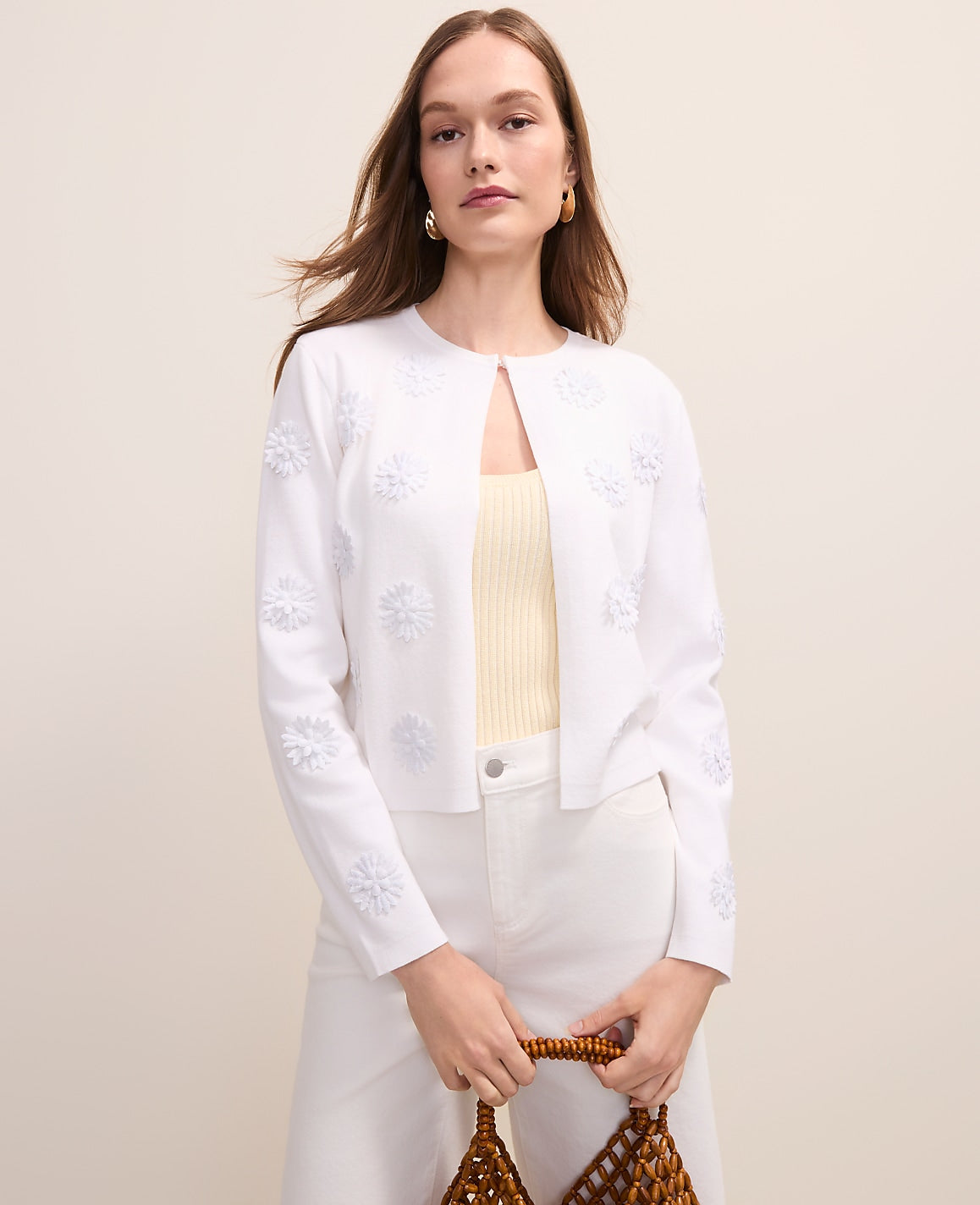 Petite Floral Appliqué Cardigan | Ann Taylor