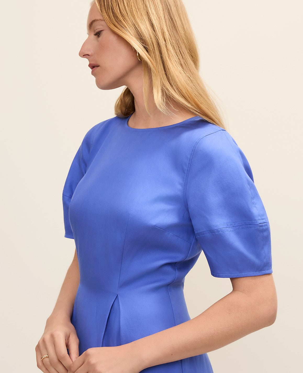 Petite Crew Neck Flare Midi Dress | Ann Taylor
