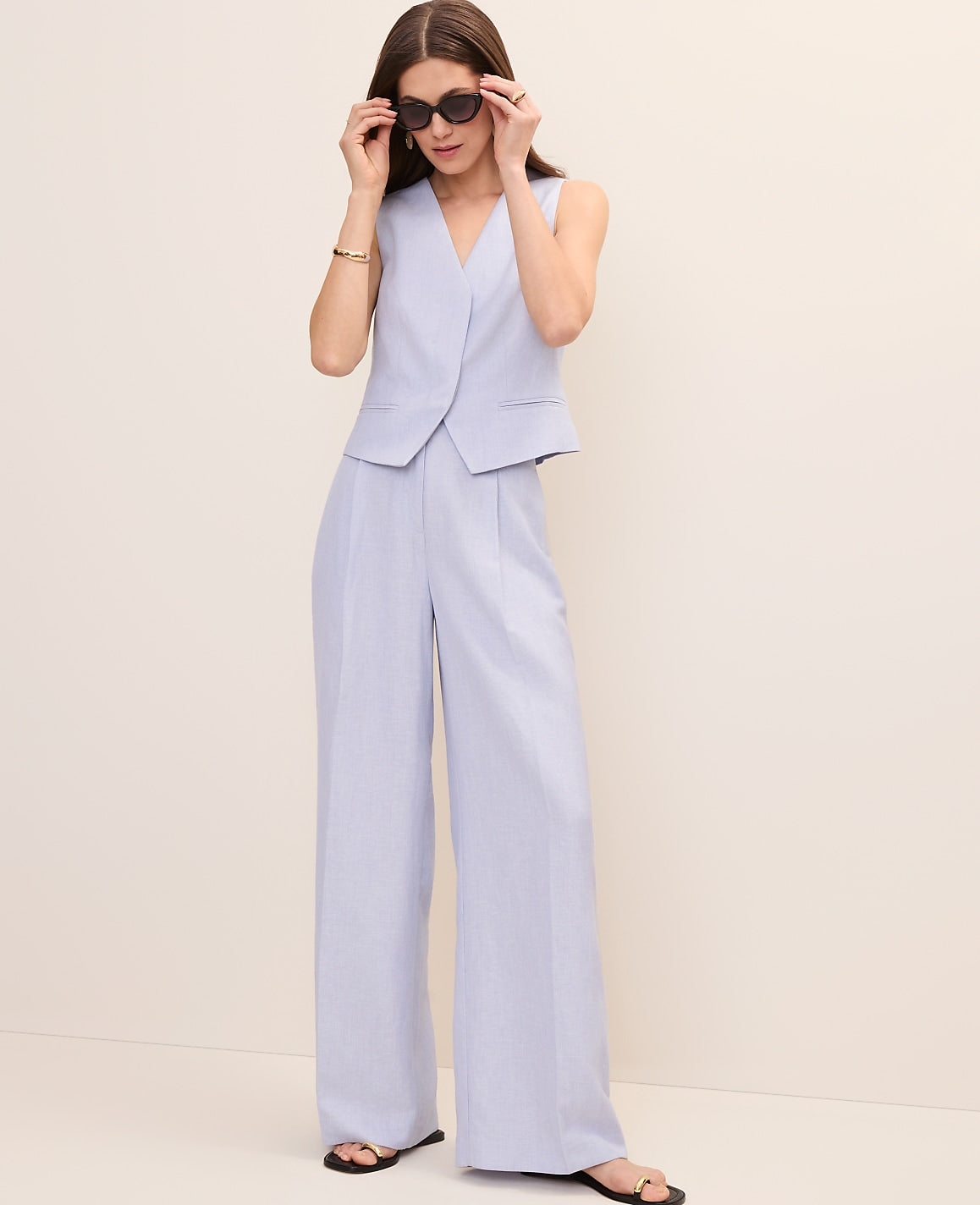 Petite Pleated Wide-Leg Pant | Ann Taylor