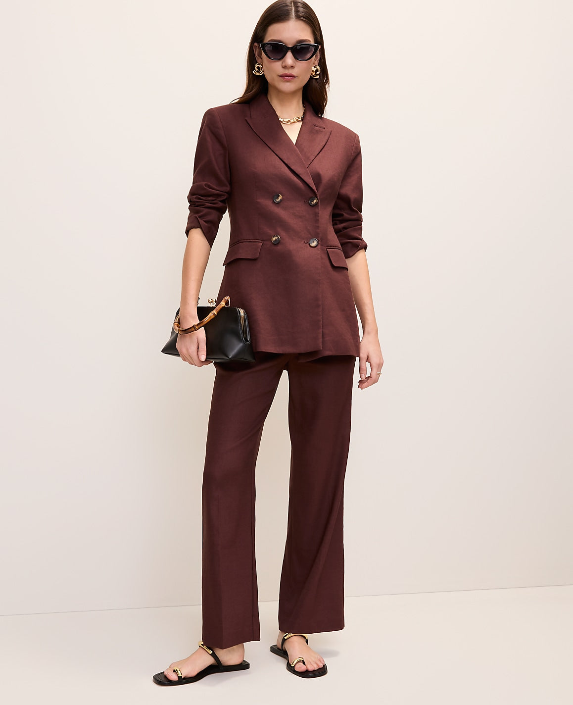The Petite Flare Ankle Pant in Linen Blend | Ann Taylor