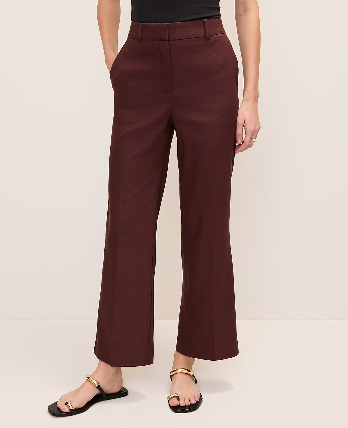 The Petite Flare Ankle Pant in Linen Blend | Ann Taylor