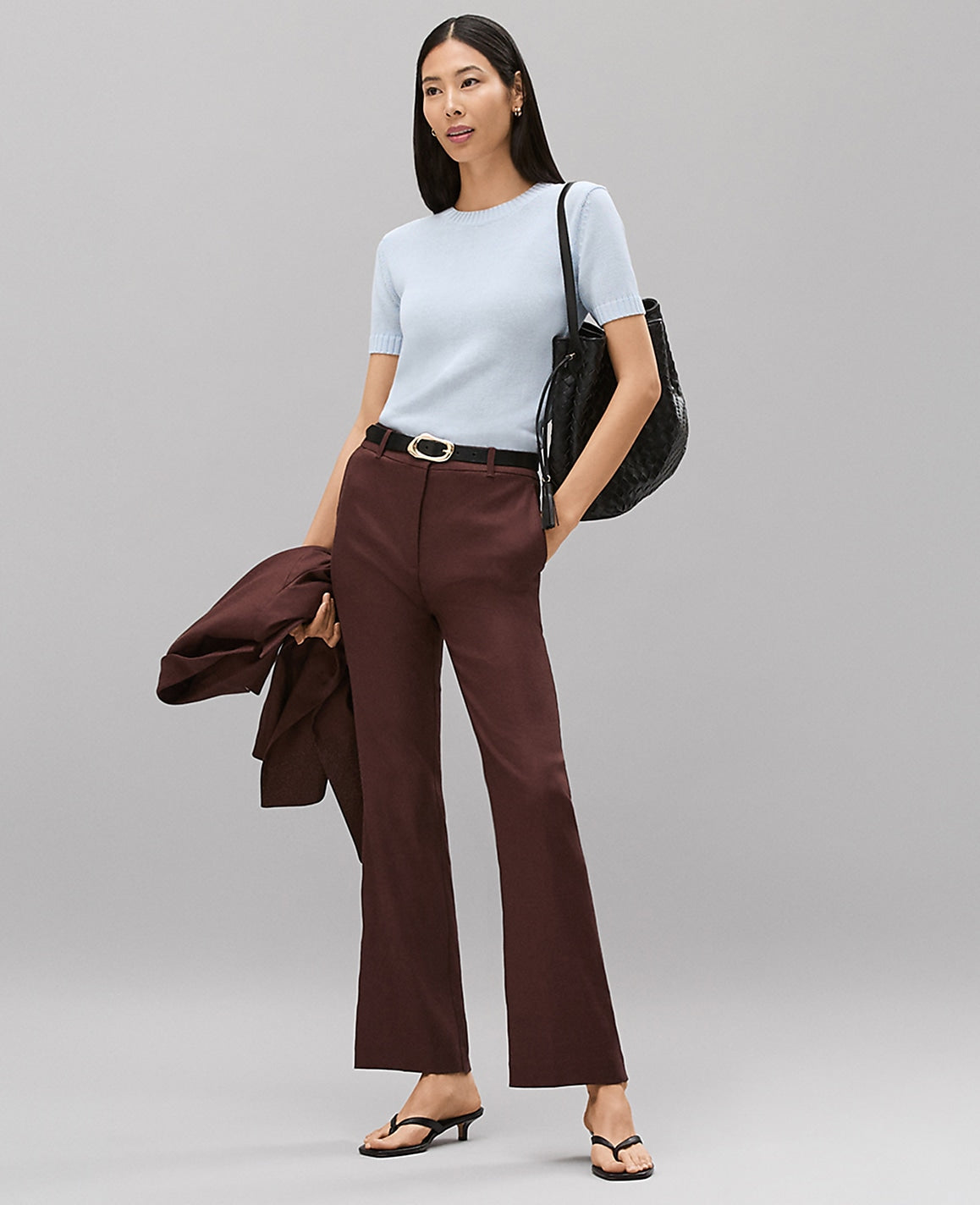 The Petite Flare Ankle Pant in Linen Blend | Ann Taylor
