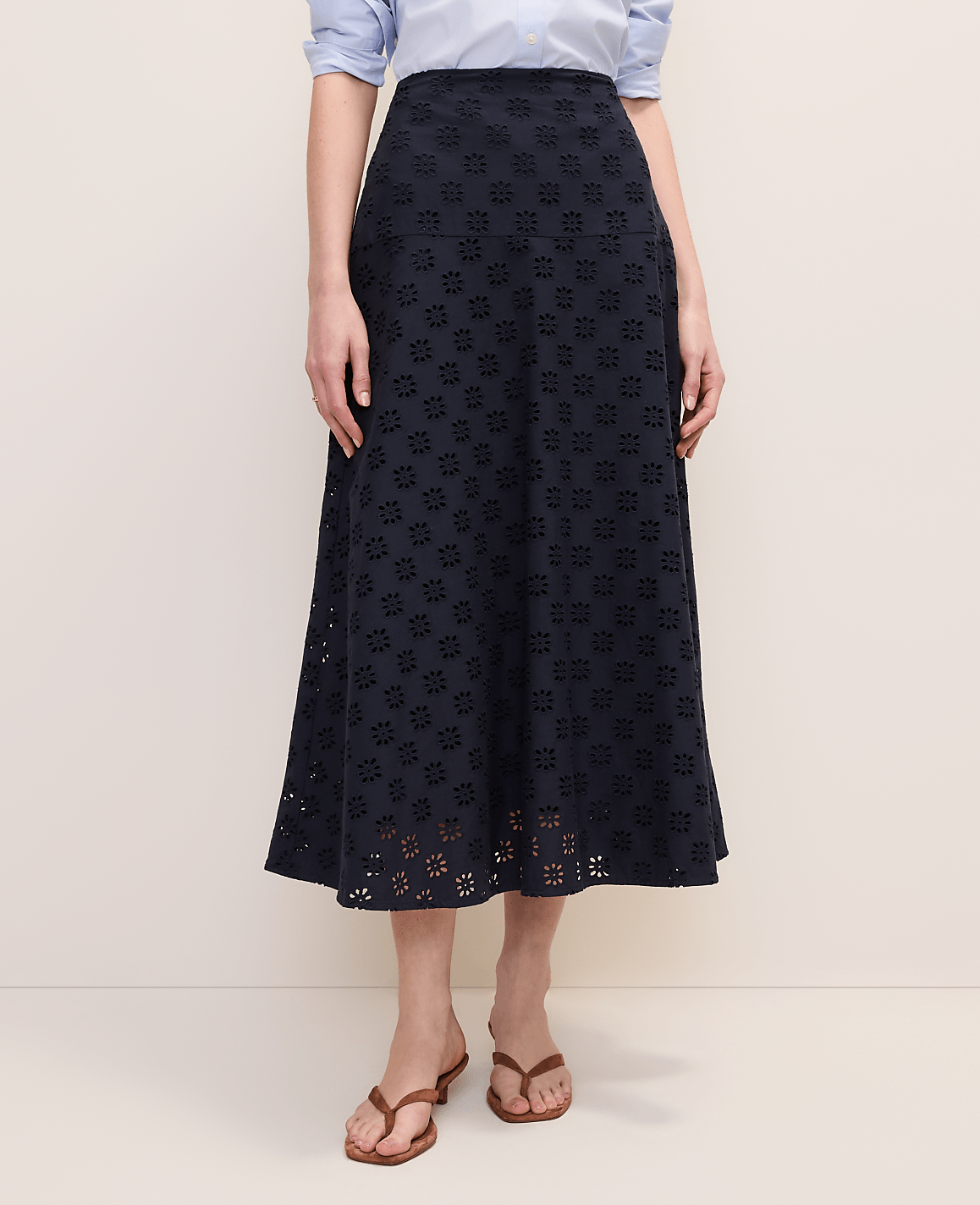 Petite Eyelet Full Midi Skirt | Ann Taylor