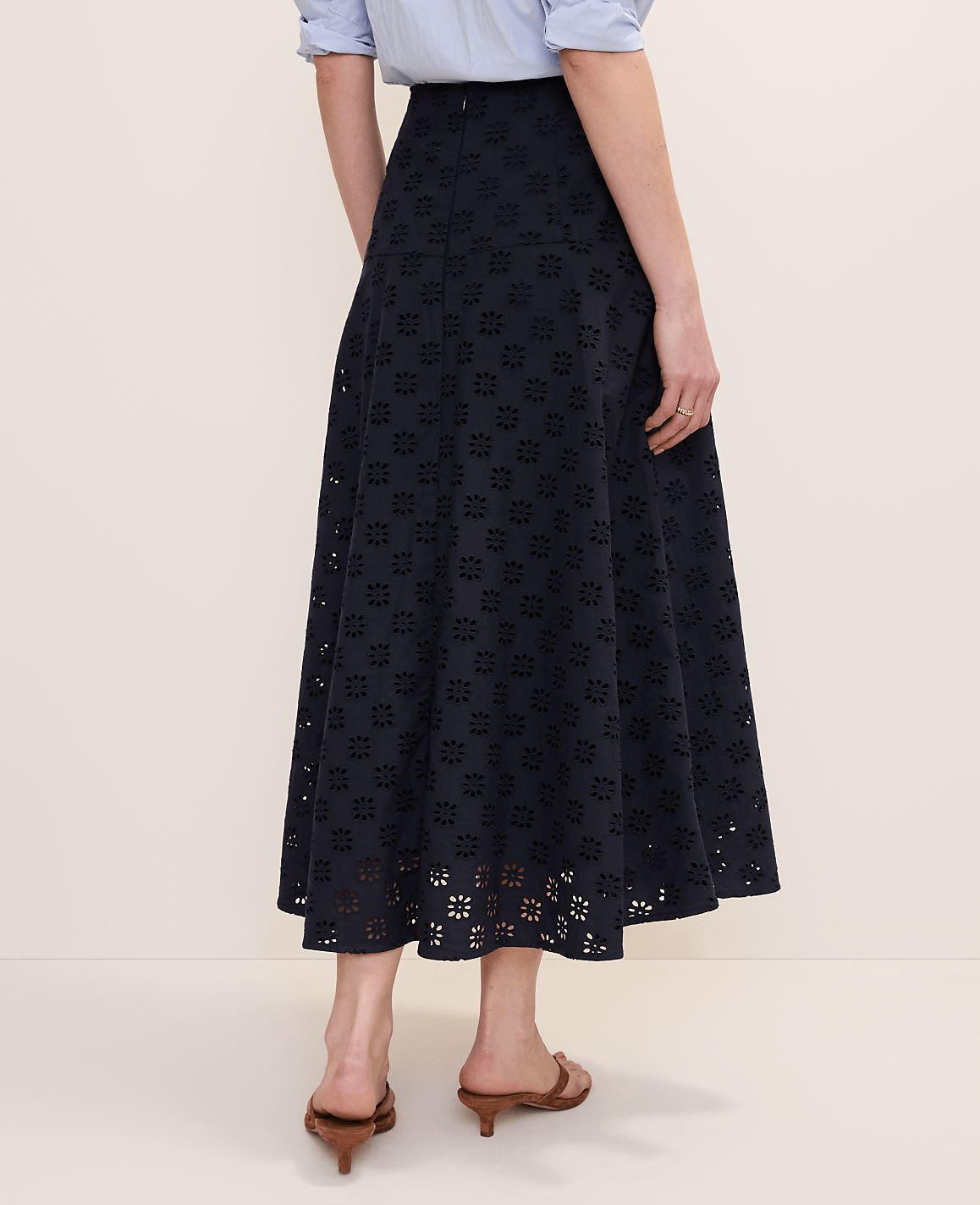 Petite Eyelet Full Midi Skirt | Ann Taylor