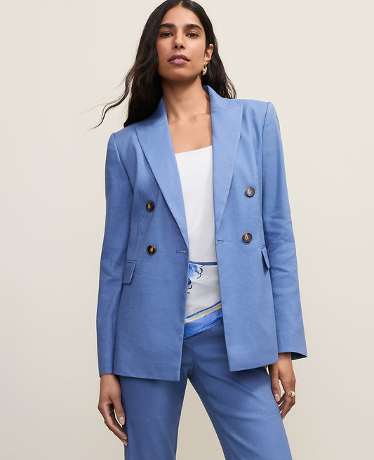 The Petite Tailored Blazer in Linen Blend | Ann Taylor