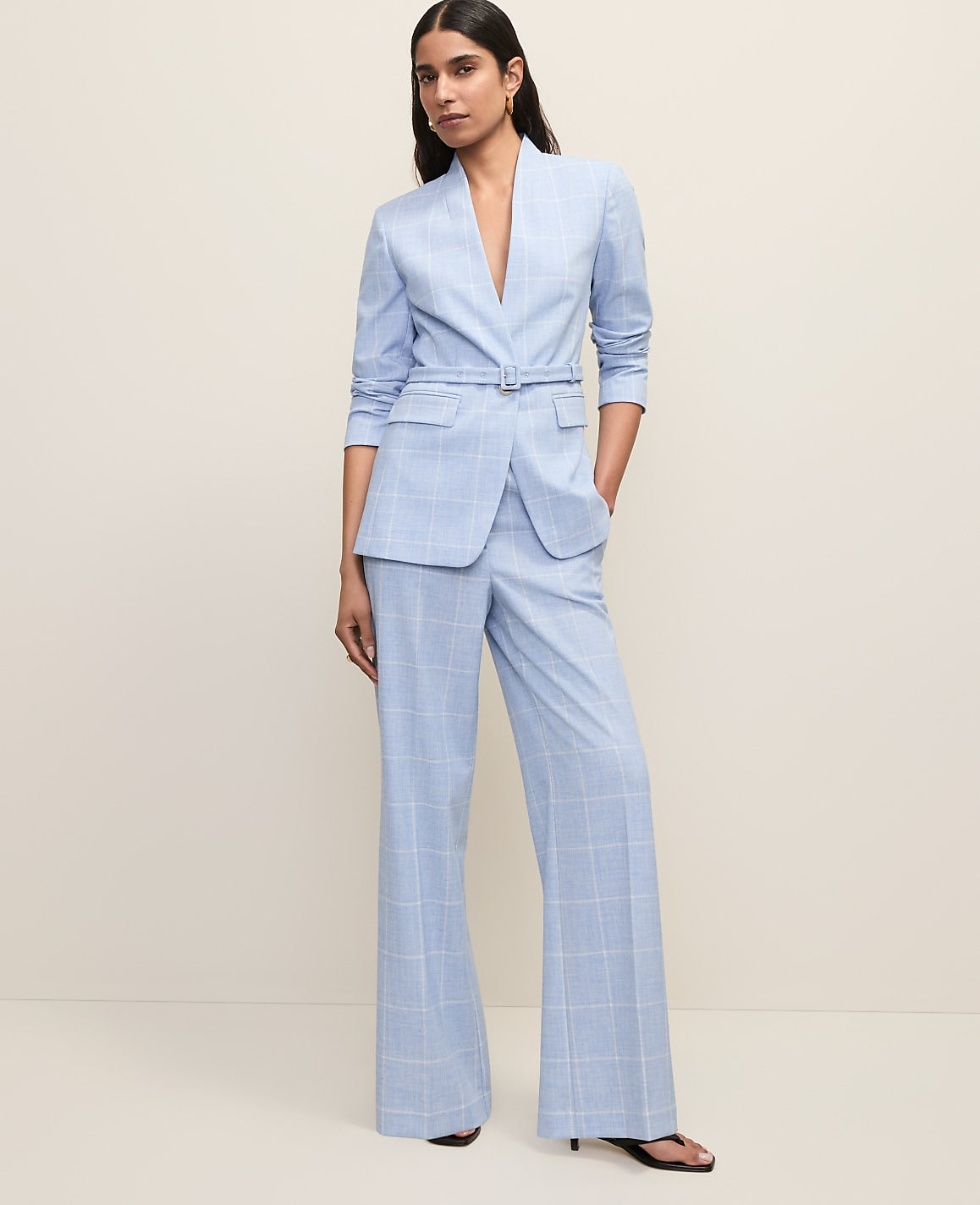 The Petite Wide-Leg Pant in Windowpane | Ann Taylor