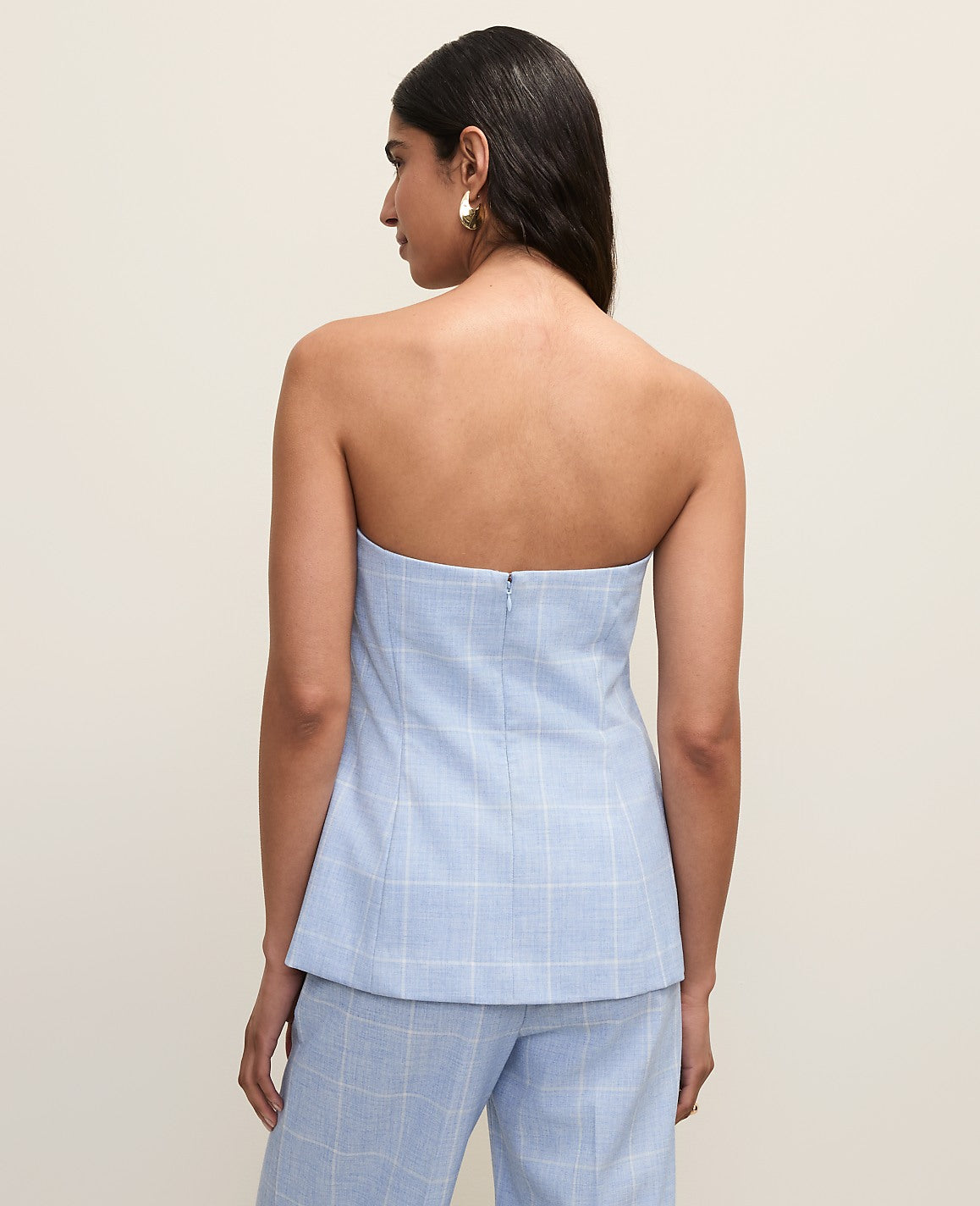 Petite Windowpane Strapless Top | Ann Taylor