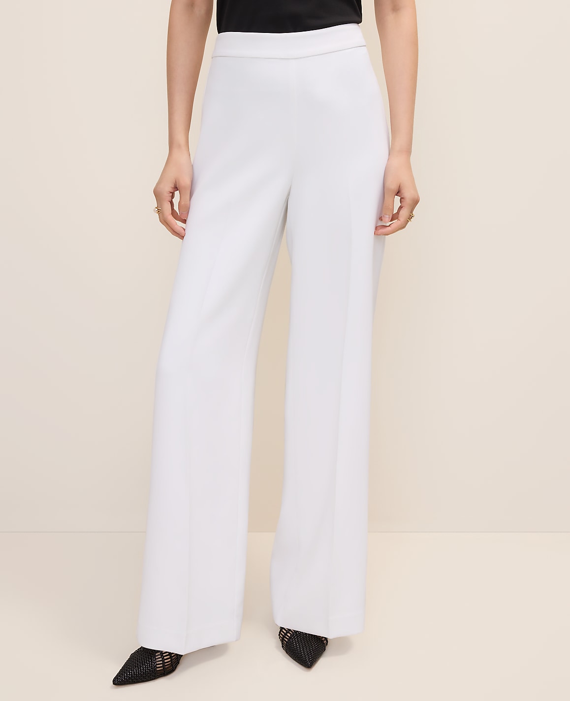 The Petite Side Zip Wide-Leg Pant in Fluid Crepe | Ann Taylor